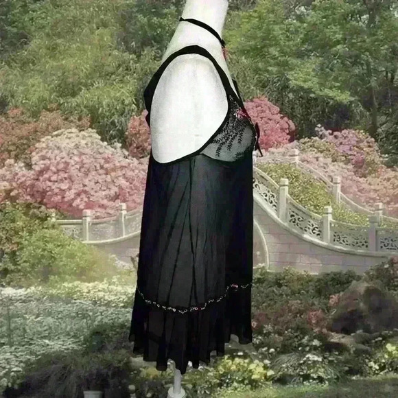 Shirley Of Hollywood Coquette Black Floral Embroidered Slip Size Large - Picture 7 of 9